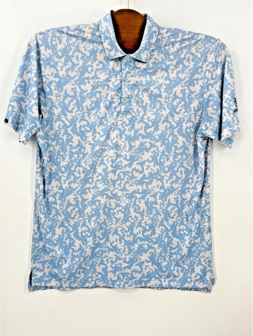 Dunning Golf Polo Mens Large Blue Performance Shirt Athletic Casual Abstract